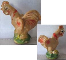 Резиновая игрушка 老胶皮玩具 怀旧 软胶捏响娃娃 戴金牌的大公鸡