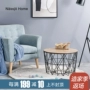 Bàn cà phê Bắc Âu kết hợp giỏ lưu trữ đơn giản hiện đại phòng khách sofa bên sáng tạo đồ nội thất gỗ rắn tròn bàn cà phê - Bàn trà bàn sofa