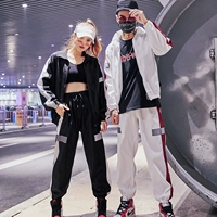 Châu Âu và Hoa Kỳ hip hop quần thể thao giản dị in siêu cháy áo khoác nam và nữ Phiên bản Hàn Quốc của lớp quần áo thủy triều thương hiệu phù hợp với áo khoác áo unisex form rộng