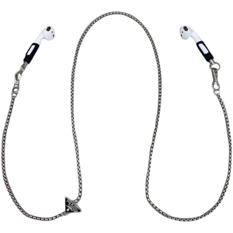 Silver Necklace & No HeadphonesBurst tide ~ ! Airpodspro multi-function headset chain hiphop Necklace headset Necklace Hanging decoration