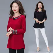 Phụ nữ trung niên mới 30-40 tuổi mẹ nạp mùa hè bông lỏng quần áo ngắn tay t- shirt hoang dã áo sơ mi