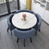 Imitation of marble round+light blue cloth chair one table 4 chair imitation marble round+light blue cloth chair one table 4 chair