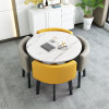 Imitation of marble round+2 yellow 2 light gray leather one table 4 chair imitation marble round+2 yellow 2 light gray leather one table 4 chair