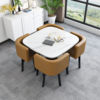 Imitation of marble square+brown leather chair one table 4 chairs