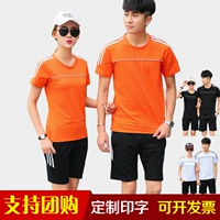 Thể thao mùa hè phù hợp với nam giới cotton thường vòng cổ T-Shirt nhóm thể thao quần short của phụ nữ có thể được tùy chỉnh in logo bộ thể thao nữ đẹp