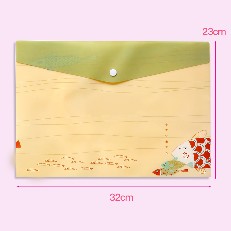 Yellow FishKorean version student lovely A4 test paper file pocket fresh Broken flower folder Button data bag Office Supplies