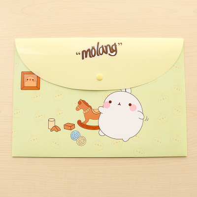 Cute Rabbit Trojan HorseKorean version student lovely A4 test paper file pocket fresh Broken flower folder Button data bag Office Supplies
