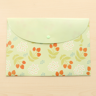 L331 Small Flower GreenKorean version student lovely A4 test paper file pocket fresh Broken flower folder Button data bag Office Supplies