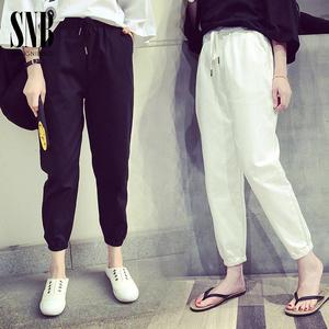 Mùa hè phần mỏng Hàn Quốc phiên bản của kích thước lớn quần hậu cung thường phụ nữ lỏng giảm béo MM đen hoang dã chín điểm quần thể thao triều