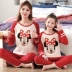 Đồ ngủ trẻ em mùa xuân và mùa thu cô gái cotton dài tay cha mẹ-con và con gái nhỏ cô gái mỏng phần quần áo nhà Trung Quốc phù hợp Quần áo của mẹ