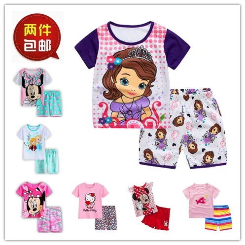 () хлопковая летняя мультяшная детская пижама