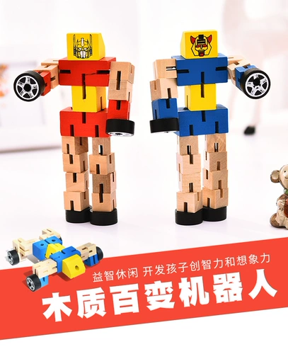 Деревянный трансформер, кубик Рубика, вариационный робот, трехмерный транспорт, конструктор, игрушка, Кинг-Конг