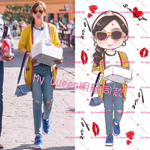 Nhà hàng Trung Quốc 2 Zhao Wei với phiên bản Hàn Quốc của chiếc áo đan len màu vàng trong chiếc áo len dài lỏng áo mùa thu phụ nữ mới