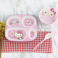 Hello Kitty Trẻ Em Bộ Dao Kéo Pha Chế Tấm Bé Bát Muỗng Tấm Bé Phim Hoạt Hình Trẻ Em Dễ Thương Ăn Bát