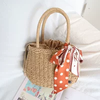 Пляжная японская маленькая соломенная портативная сумка через плечо, корзина