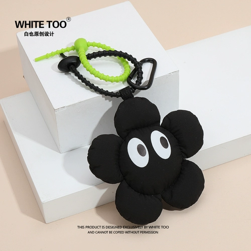 Черный брелок, милый аксессуар для сумки, небольшая дизайнерская подвеска, широкая цветовая палитра, в цветочек, подарок на день рождения