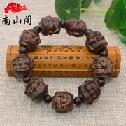 Mất đặc biệt Vòng đeo tay gỗ trầm hương Việt Nam tự nhiên Khắc mười tám vị phật Phật Đầu vòng tay hạt sen