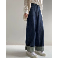 Ретро джинсы, штаны, в американском стиле, высокая талия, свободный крой, подходит для подростков