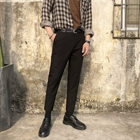 [Có thắt lưng] mùa hè nam mới chín điểm quần lọt khe Phiên bản Hàn Quốc của xu hướng quần âu hoang dã - Crop Jeans quần jean ống rộng nam