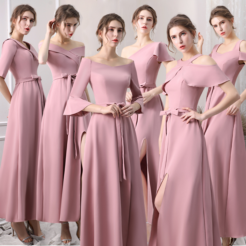 Bridesmaid dress, skirt for elementary school students, fuchsia evening dress, fitted, 2020