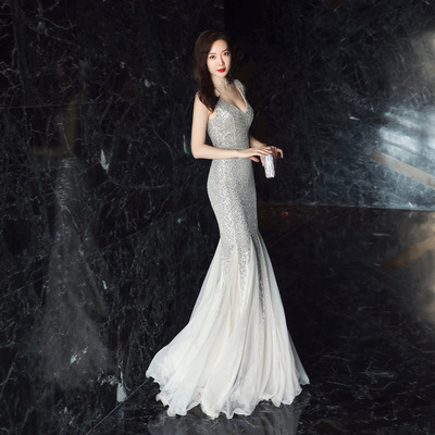 Elegant evening dress, long sexy nail sequins, new collection, maxi length