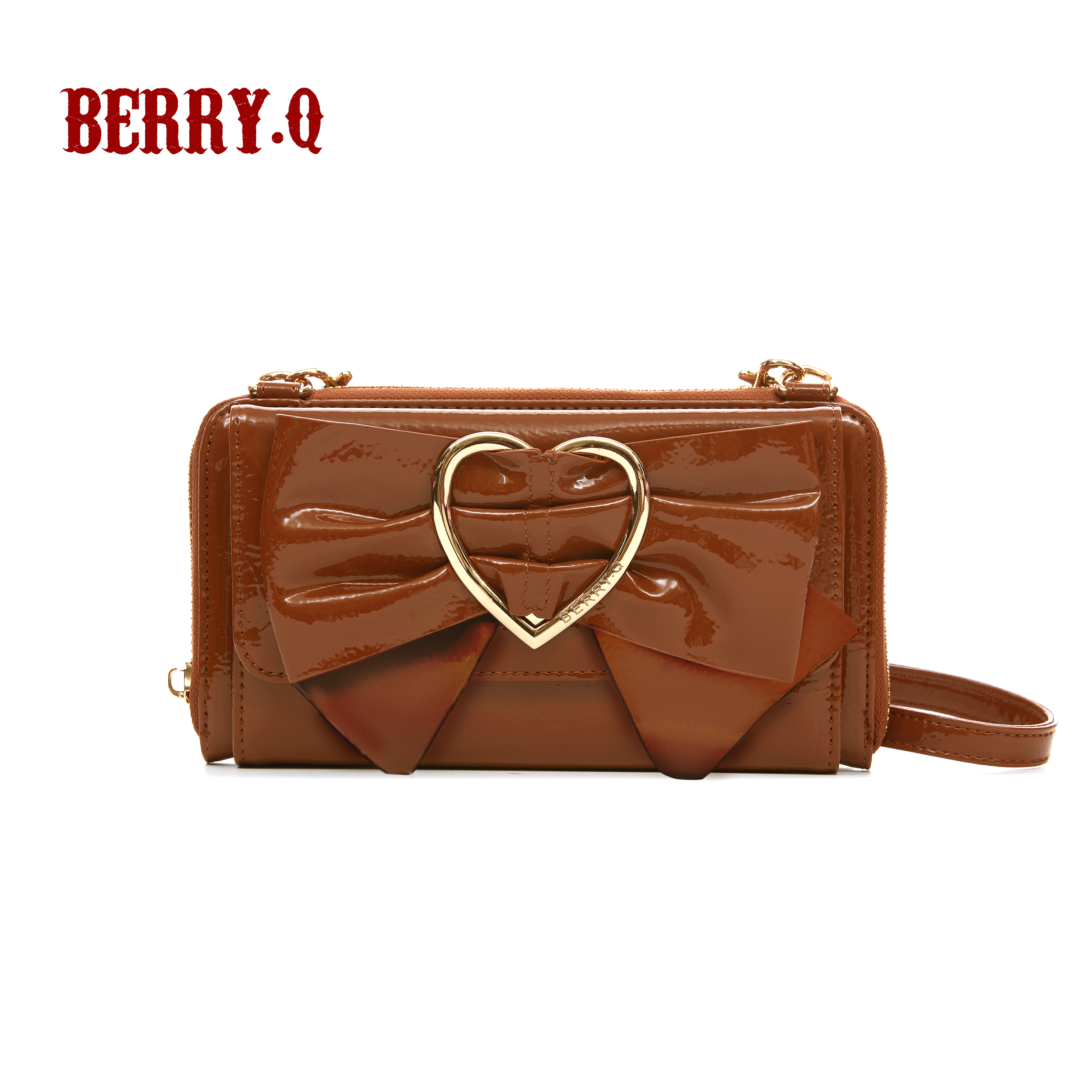 CaramelBQ-COCO- Patent leather Melon lines bow Handbag Messenger coin purse Mobile phone bag Card bag lolita hold in the hand