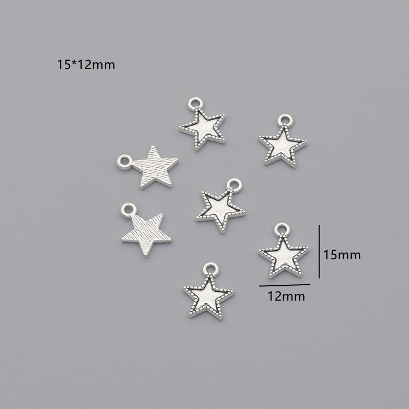 One Lace Five Pointed StarDIY ornaments parts alloy Retro Ancient silver smiling face Spoon scissors self-control Necklace Earrings Pendants Pendant