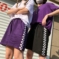 Harajuku phong cách Hàn Quốc ins retro mạng lưới màu đen và trắng lỏng bf thể thao giản dị quần short sinh viên nam giới và phụ nữ các cặp vợ chồng quần thủy triều quần giả váy nữ đẹp