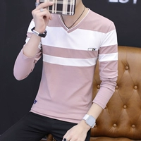 Mùa xuân mỏng nam áo sơ mi V-Cổ người đàn ông mới của dài tay T-Shirt Hàn Quốc phiên bản của khí đẹp trai 桖 mặc bên ngoài áo sơ mi quần áo phổ biến của nam giới áo phông rộng nam
