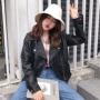 Phiên bản Hàn Quốc bf gió Slim mỏng xe máy da ngắn mùa thu nữ sinh mới áo khoác dài tay áo khoác áo da cổ bẻ