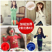 Quần áo trẻ em Đồ lót trẻ em nhiệt thiết lập Cô gái Hàn Quốc phục vụ nhà mùa đông dày cộng với đồ lót nhung trẻ em đồ lót
