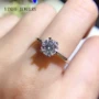 Nhẫn cưới kim cương cổ điển một cara Mosang nữ D màu siêu trắng đơn giản 1 carat nhẫn cưới đá Mosang có giấy chứng nhận - Nhẫn nhẫn cặp bạc
