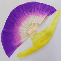 Действительно шелковый фиолетовый вентилятор+градиент желтый шелковый шарф