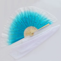 Действительно шелковый синий и белый вентилятор+белый шелковый шарф