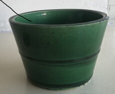 чашка 民国绿釉，竹节纹，老笔洗，有冲线，口径96mm，高65mm