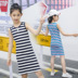 Cô gái trong chiếc váy vest dài mùa hè mới 2018 Hàn Quốc phiên bản của sọc hoang dã không tay váy trẻ em váy dài thủy triều Váy