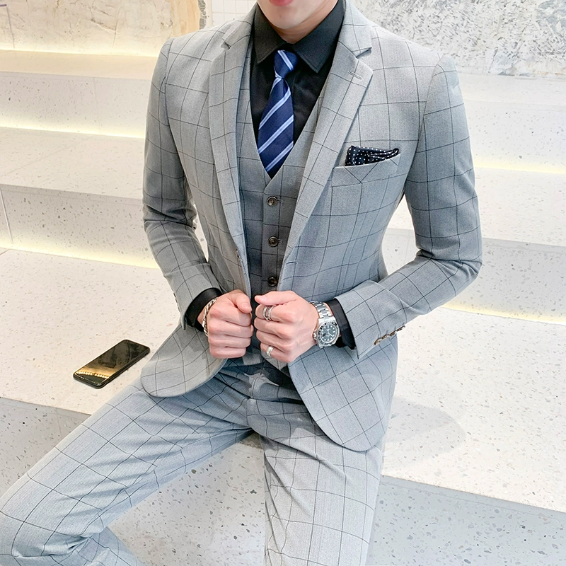 Bộ đồ nam hai nút phù hợp với phiên bản Hàn Quốc tự tu luyện để tăng sức trẻ cho doanh nhân chuyên nghiệp phù hợp với trang phục chính thức mặc đồ đôi chia đôi thủy triều - Suit phù hợp