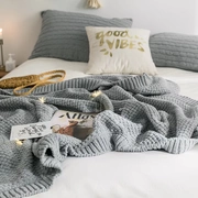 in phong cách Bắc Âu màu rắn bông đan chăn sofa giản dị bông len văn phòng chăn ngủ trưa chăn mền - Ném / Chăn