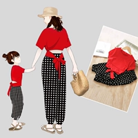 Cha mẹ mặc con mẹ mùa hè cực phổ 2019 mới lưới đỏ nữ bé gái hai mảnh phiên bản Hàn Quốc set hè - Trang phục dành cho cha mẹ và con mẫu áo đồng phục gia đình