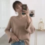 Mùa xuân 2019 của phụ nữ mới không thường xuyên áo thun cổ chữ V tay áo len phiên bản Hàn Quốc của phần lỏng lẻo đan mỏng - Áo len thể thao / dòng may mẫu áo len đẹp
