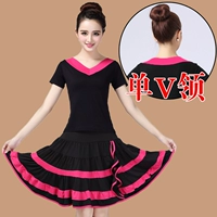 Single V -neck Короткая -черная розовая топ+роза красная большая большая юбка