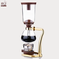 Xinjia hộ gia đình thép không gỉ siphon nồi thủy tinh siphon nồi cà phê thiết bị của nhãn hiệu cà phê mạ vàng phù hợp với dụng cụ pha chế cafe