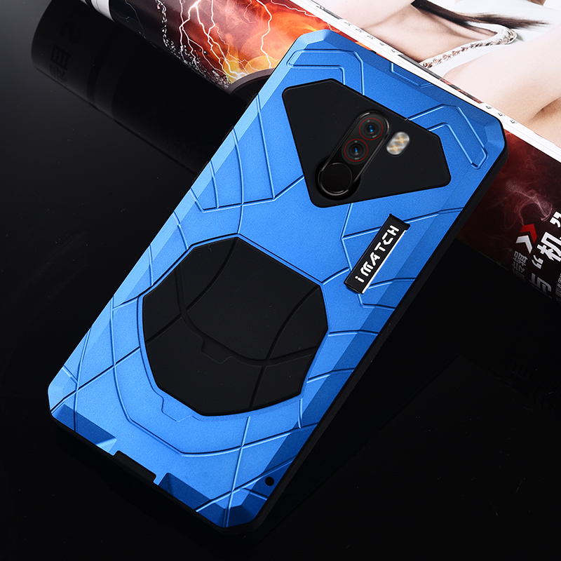 iMatch Water Resistant Shockproof Dust/Dirt/Snow-Proof Aluminum Metal Military Heavy Duty Armor Protection Case Cover for Xiaomi Pocophone F1
