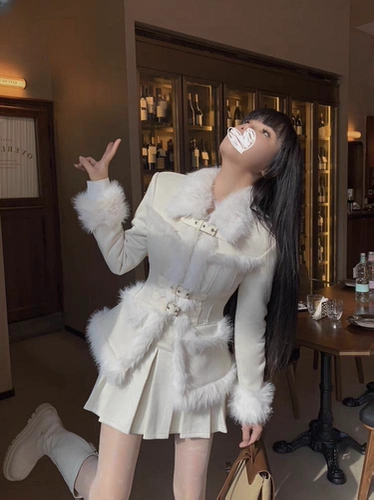 Комплект, стеганые щипцы, бархатная куртка, юбка в складку, в стиле Шанель