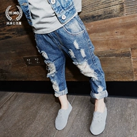 Quần jean nữ mùa thu Trẻ em Hàn Quốc mặc quần 1-3 ba rưỡi nữ 5 quần bé gái quần jeans váy trẻ em đẹp