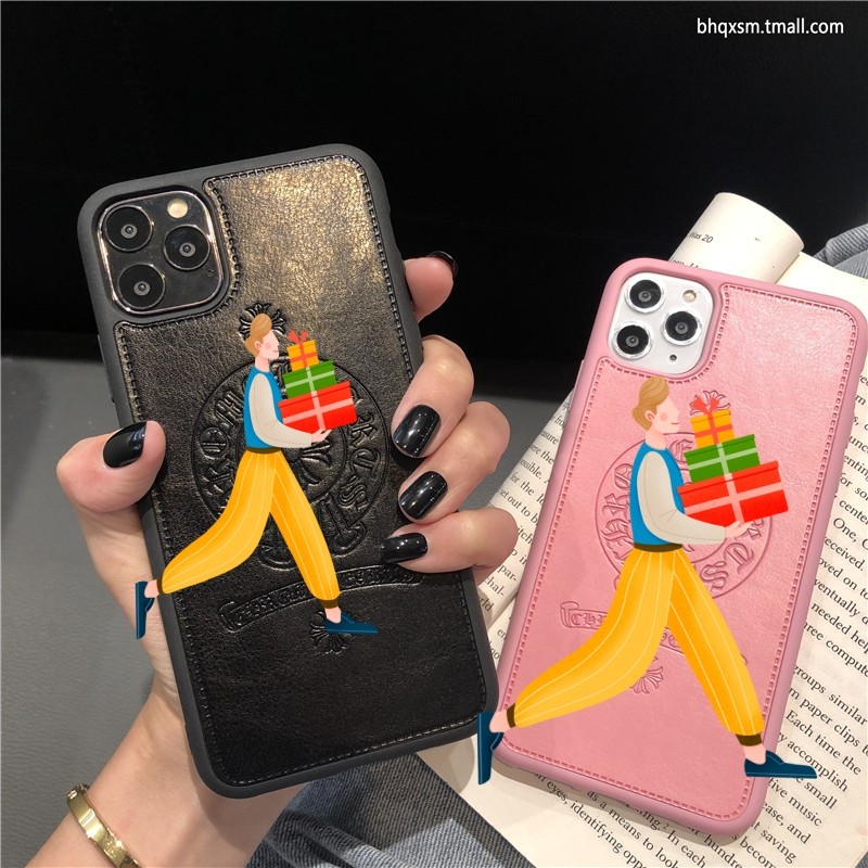 简约黑色iphone13promax苹果14手机壳男 气质 皮质xs潮牌7/8p适用