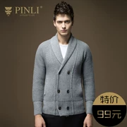 PINLI sản phẩm mùa thu thời trang nam cardigan ve áo đan áo len triều B16331713
