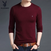 Áo len nam Playboy nửa cao cổ tròn màu rắn áo len dài tay áo len áo len