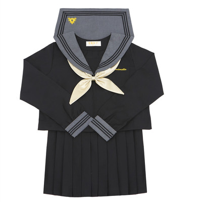 taobao agent Spring black student pleated skirt, Japanese uniform, long sleeve, with short sleeve