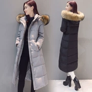 Chống mùa giải phóng mặt bằng xuống áo khoác nữ lớn cổ áo lông thú phần dài dày dài đầu gối Hàn Quốc phiên bản của mùa đông đầm eo là mỏng của phụ nữ thủy triều